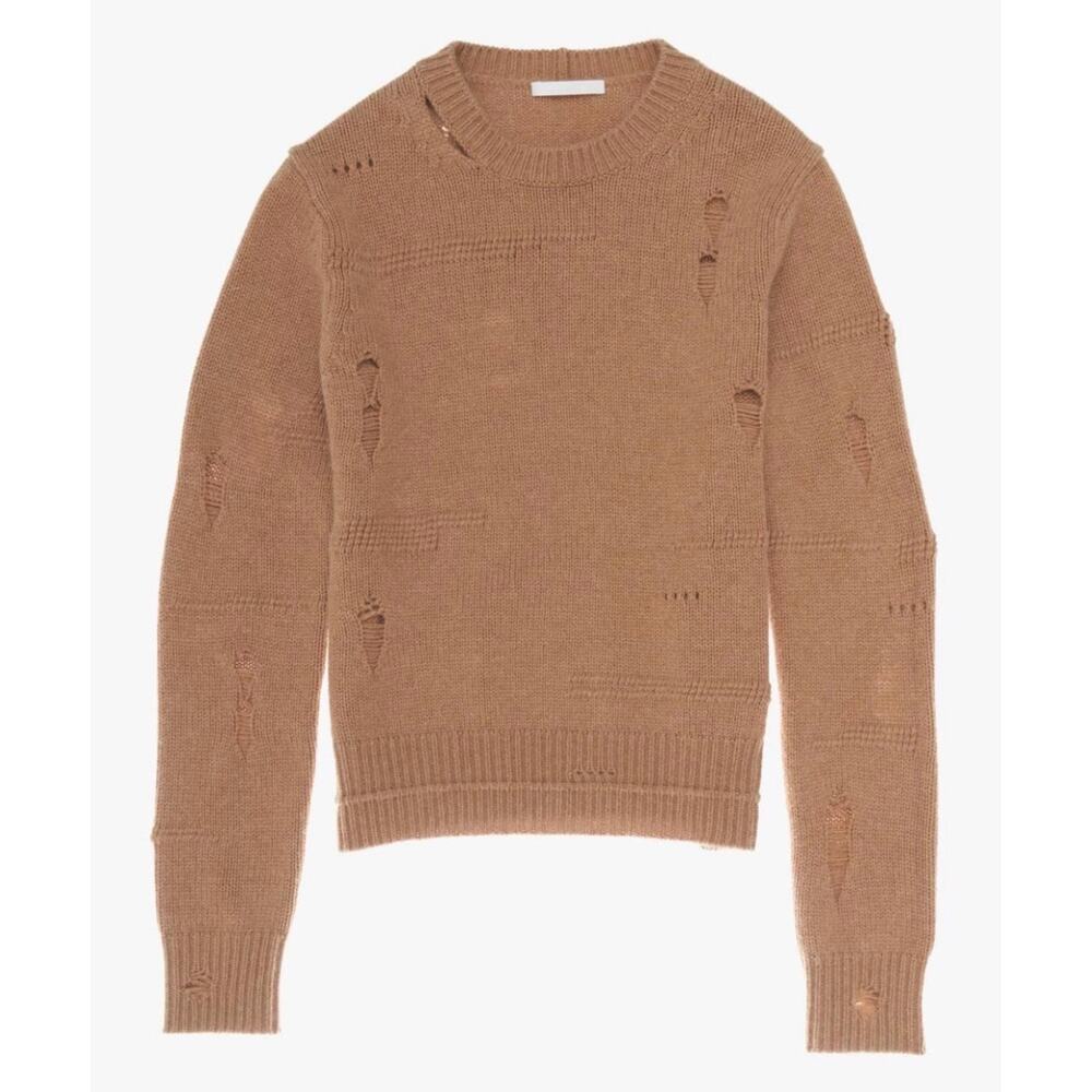 Helmut Lang Tan / Caramel Distressed Sweater Crewneck Medium